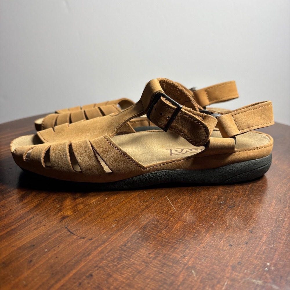 Teva Sandals Women 7.5 Tan Leather Fisherman Outdoor Comfort Adjustable Casual